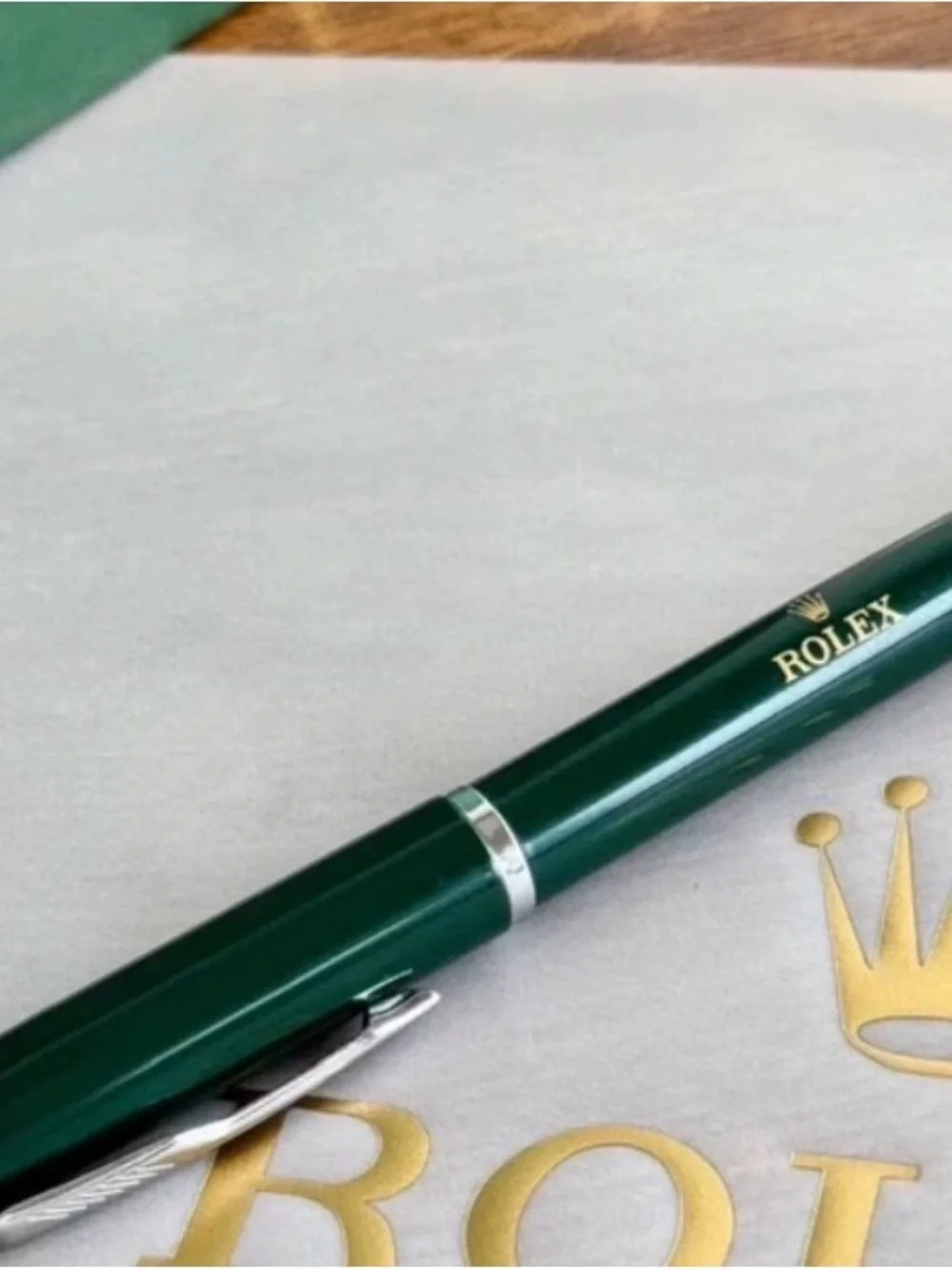 Rolex Green Leather Notebook with Matching Pen and Logo